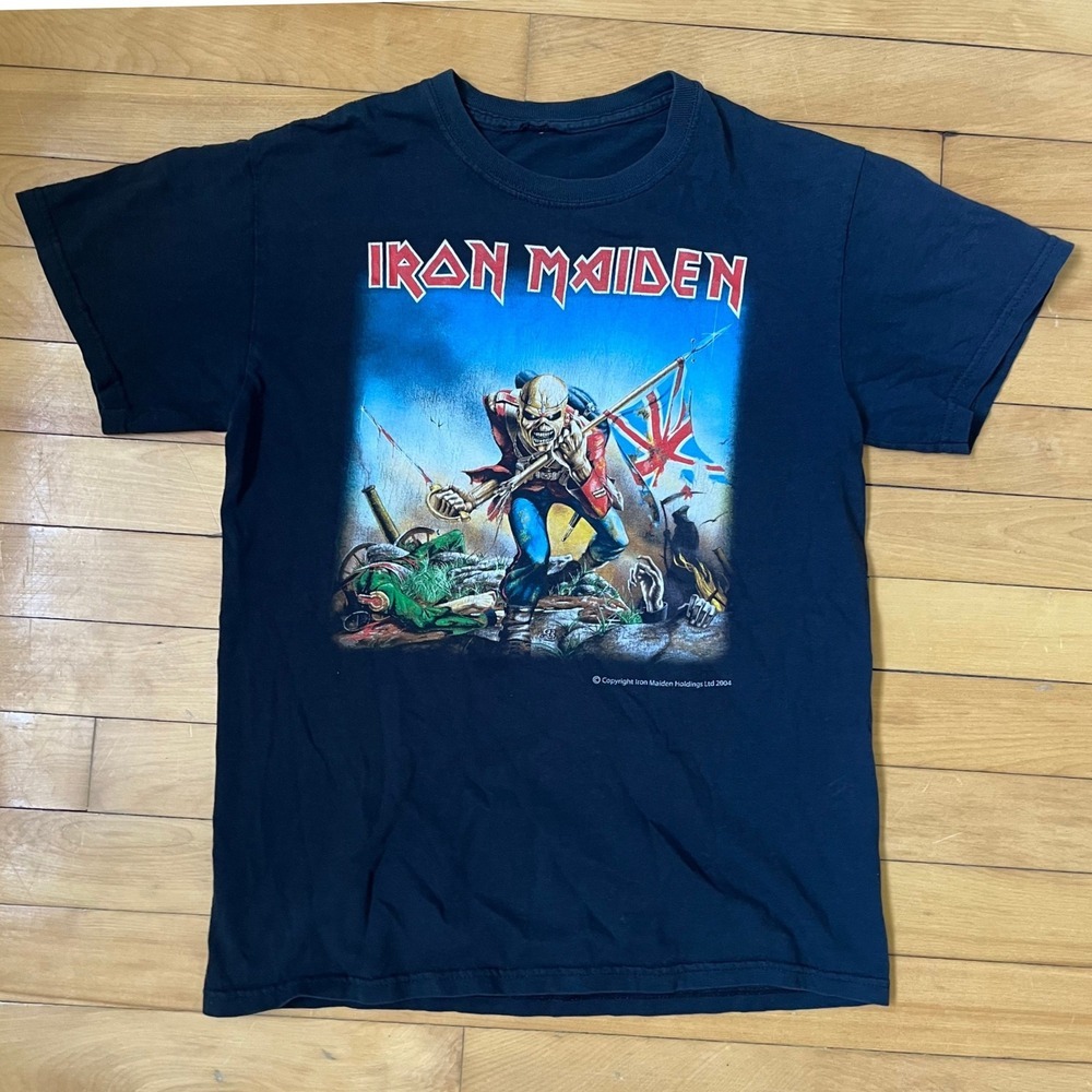 Iron Maiden The Trooper Graphic T-Shirt Black 2004 Vintage Band Tee Small